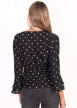 Blusa con estampado de puntos y resorte para mujer - Flashy