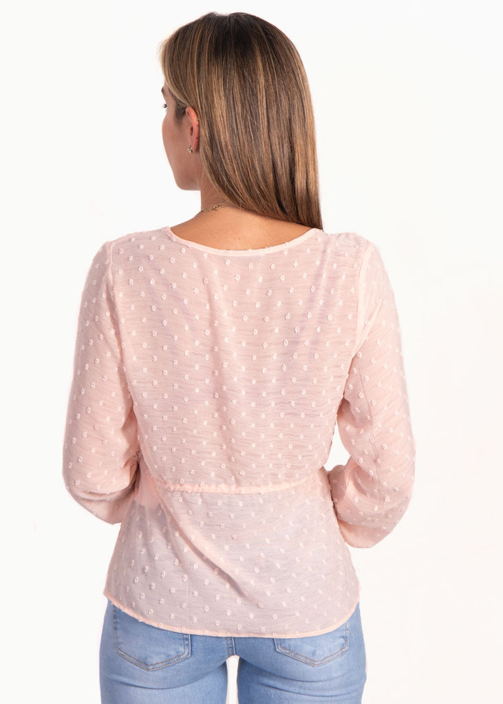 Blusa cruzada manga larga con cinta para mujer - Flashy
