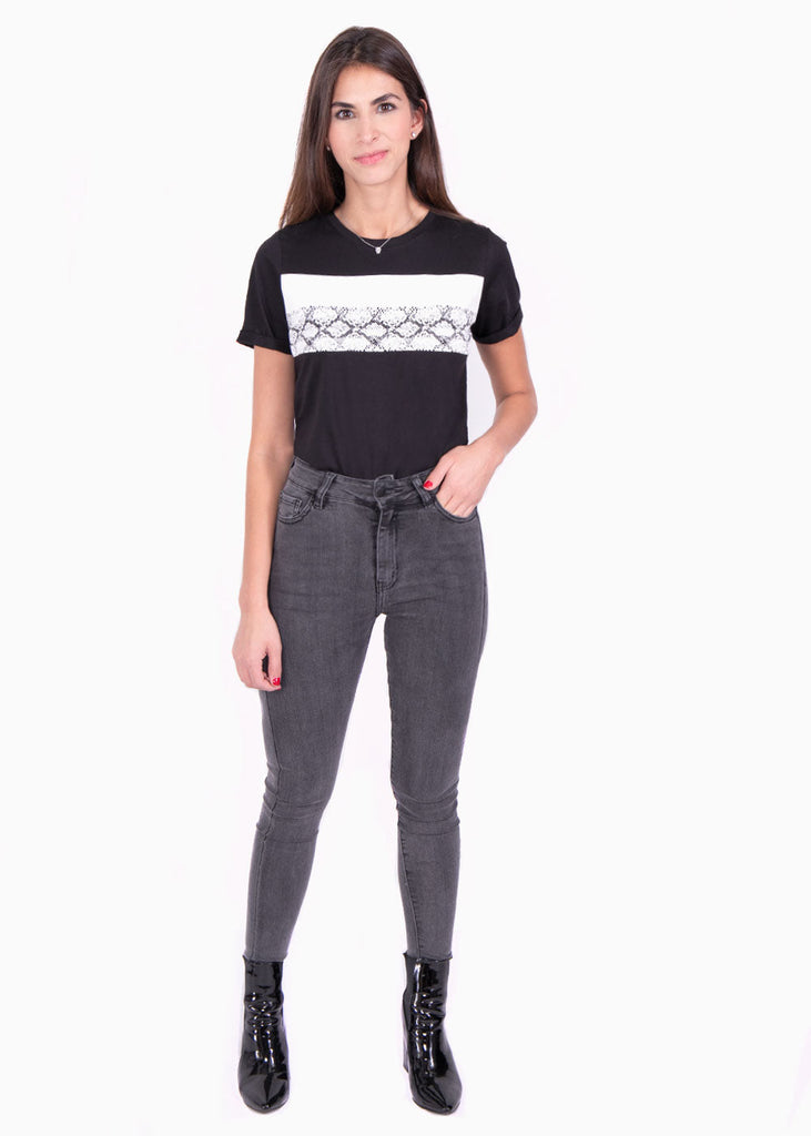 Camiseta estampada rayas python para mujer - Flashy
