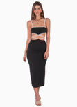Set de falda larga y crop top de tiras color negro para mujer - Flashy