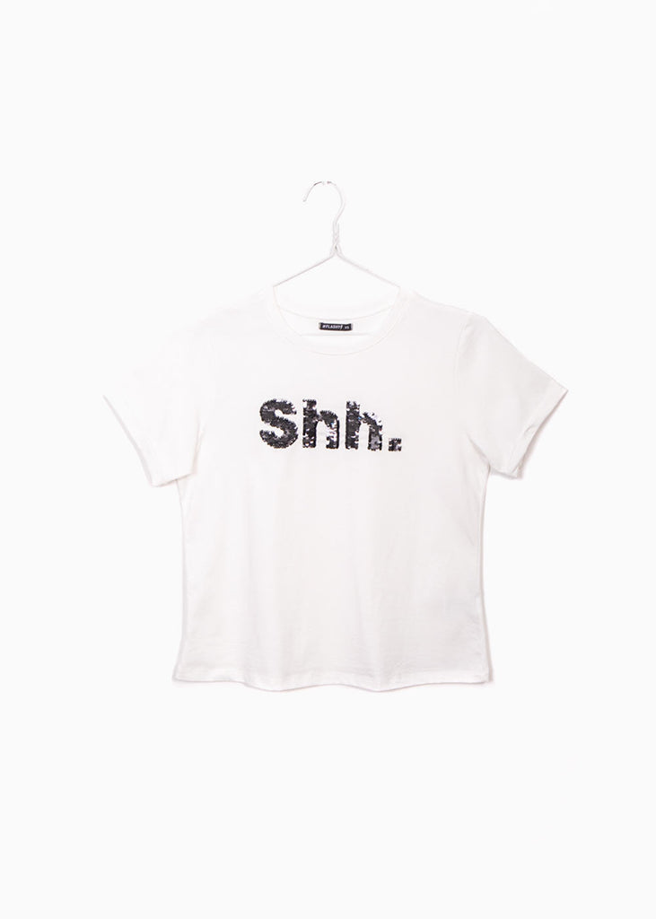 Camiseta estampada "Shh" para mujer - Flashy