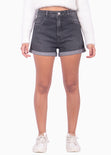 Short mom color negro, denim para mujer - Flashy