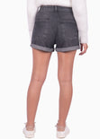 Short mom color negro, denim para mujer - Flashy