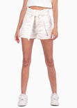 Short paperbag tiro alto color blanco, denim para mujer - Flashy