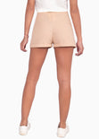Short tiro alto de lino color beige para mujer - Flashy