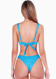 Top de vestido de baño con varilla tipo triángulo color azul para mujer - Flashy