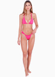 Top de vestido de baño de triángulo con anudado en espalda color fucsia para mujer - Flashy
