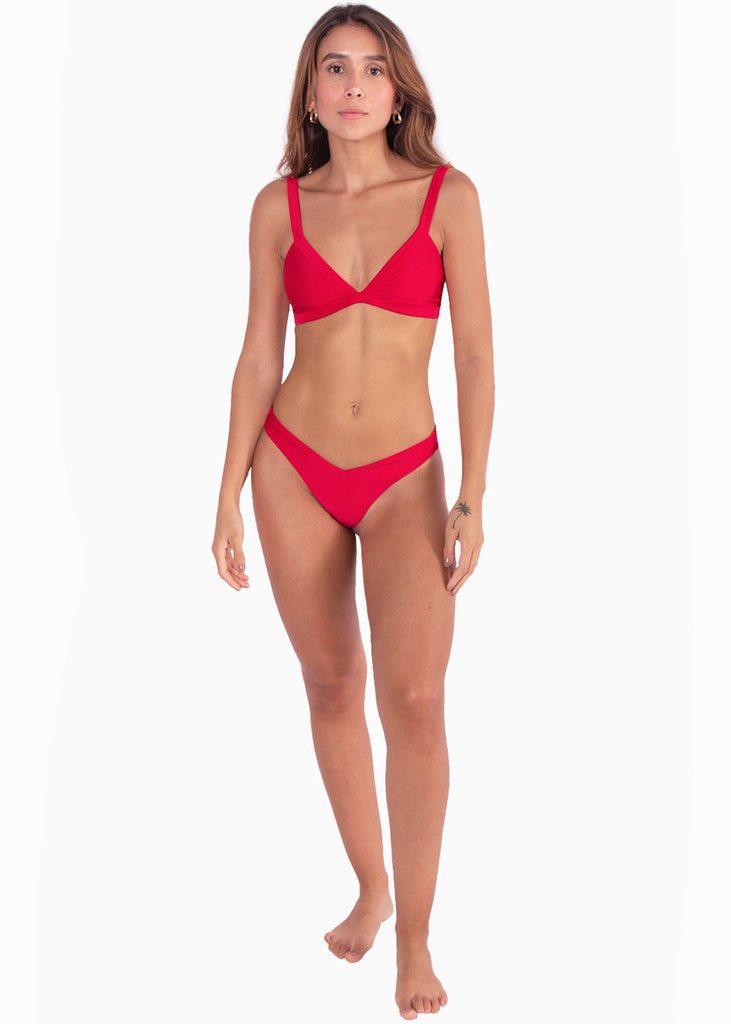 Top de vestido de baño de triángulo color rojo para mujer - Flashy