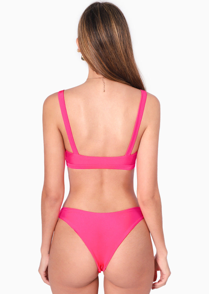 Top de vestido de baño de triángulo color fucsia para mujer - Flashy