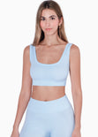 Top deportivo de tiras con escote cuadrado color azul para mujer - Flashy