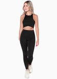 Top deportivo sin mangas con cruce en abdomen color negro para mujer - Flashy
