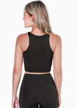 Top deportivo sin mangas con cruce en abdomen color negro para mujer - Flashy