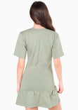 Vestido con pieza anundada en delantero color verde para mujer - Flashy