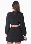 Vestido corto con aro y mangas abullonadas color negro para mujer - Flashy