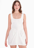 Vestido corto de tiras en contraste con recogidos en falda para mujer - Flashy