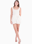 Vestido corto de tiras en contraste con recogidos en falda para mujer - Flashy