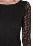 Vestido corto manga larga y de encaje color negro para mujer - Flashy