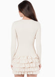 Vestido corto manga larga con boleros - OTOÑO.MARFIL