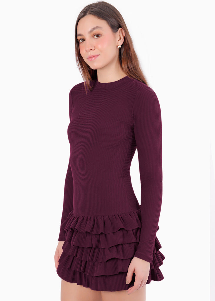 Vestido corto manga larga con boleros- OTOÑO