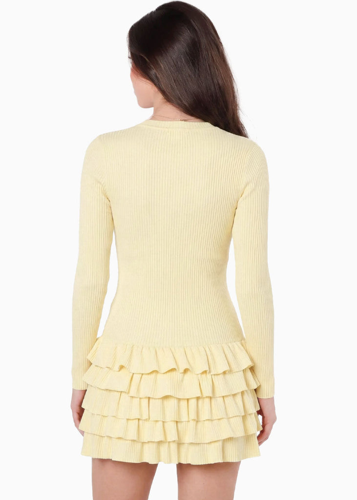 Vestido corto manga larga y falda con boleros - OTOÑO.AMARILLO
