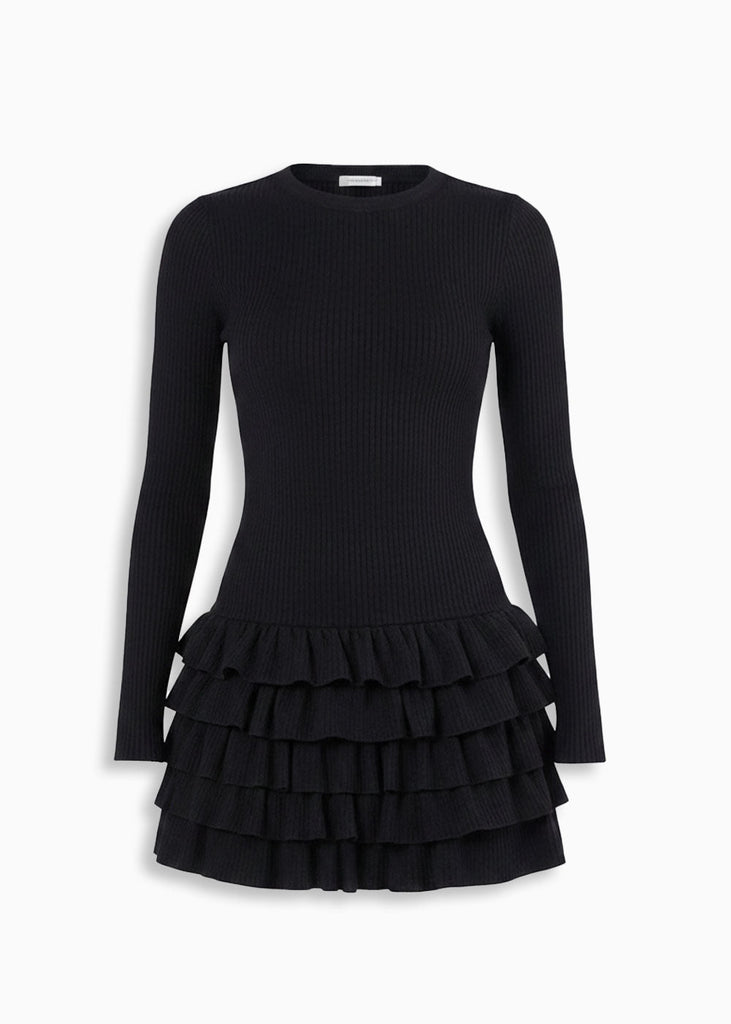 Vestido corto manga larga y falda con boleros - OTOÑO.NEGRO