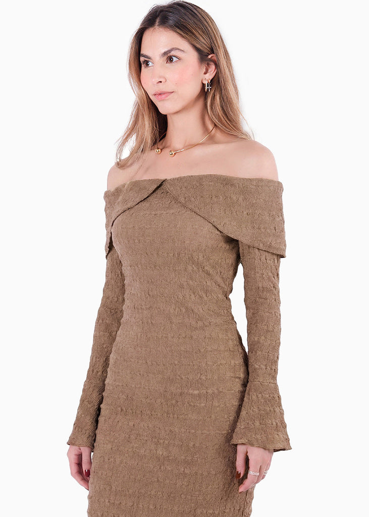 Vestido largo con bolero en mangas y escote bandeja - ENSENADA