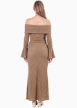 Vestido largo con bolero en mangas y escote bandeja - ENSENADA