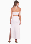 Vestido largo strapless con aberturas en costados color blanco para mujer - Flashy