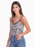 Blusa estampada de leopardo con encaje para mujer - Flashy